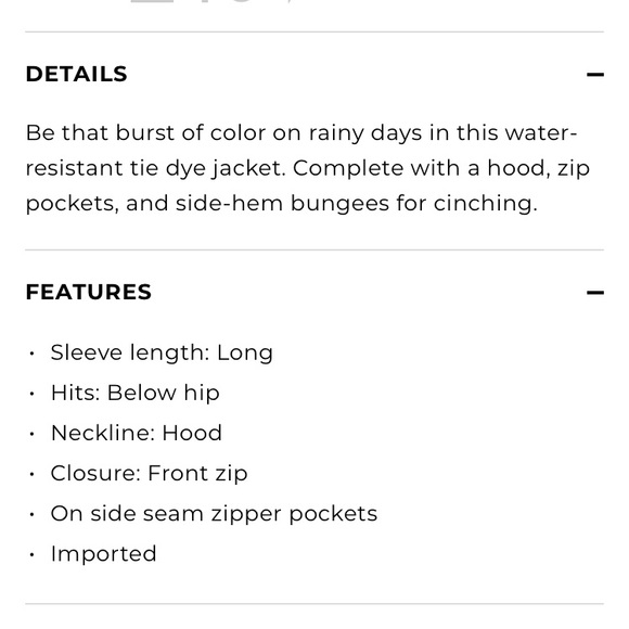 NWT Talbots hooded water resistant tie dye jacket - Picture 8 of 8